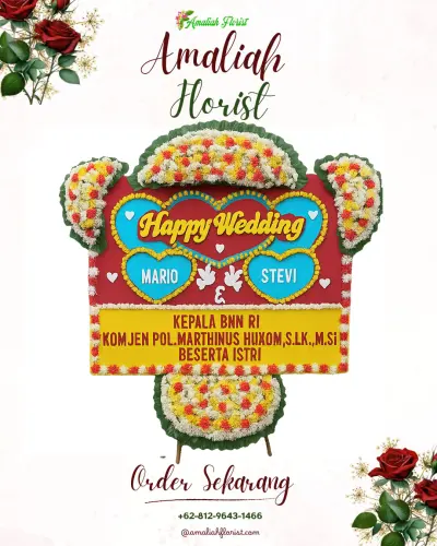 Karangan Papan Bunga Pernikahan di Ganting
